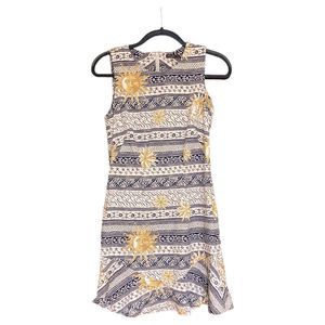 J. MCLAUGHLIN Sun Moon & Stars Dropped Ruffle Peplum Hem Catalina Cloth Dress